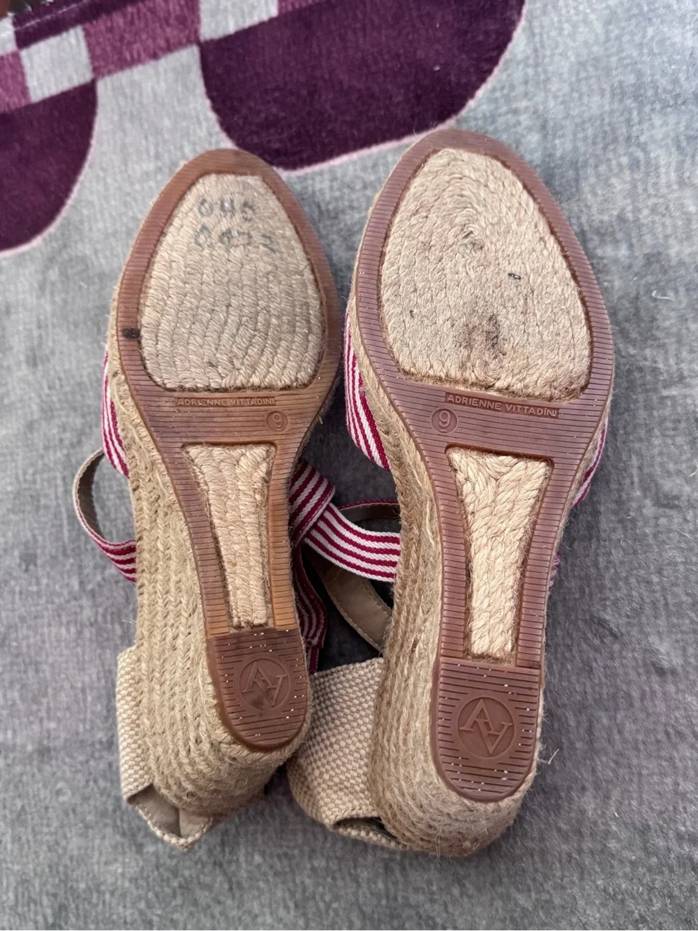 Adrienne Vittadini Coastal Grandma Ankle Strap Espadrille Wedges Sz 9